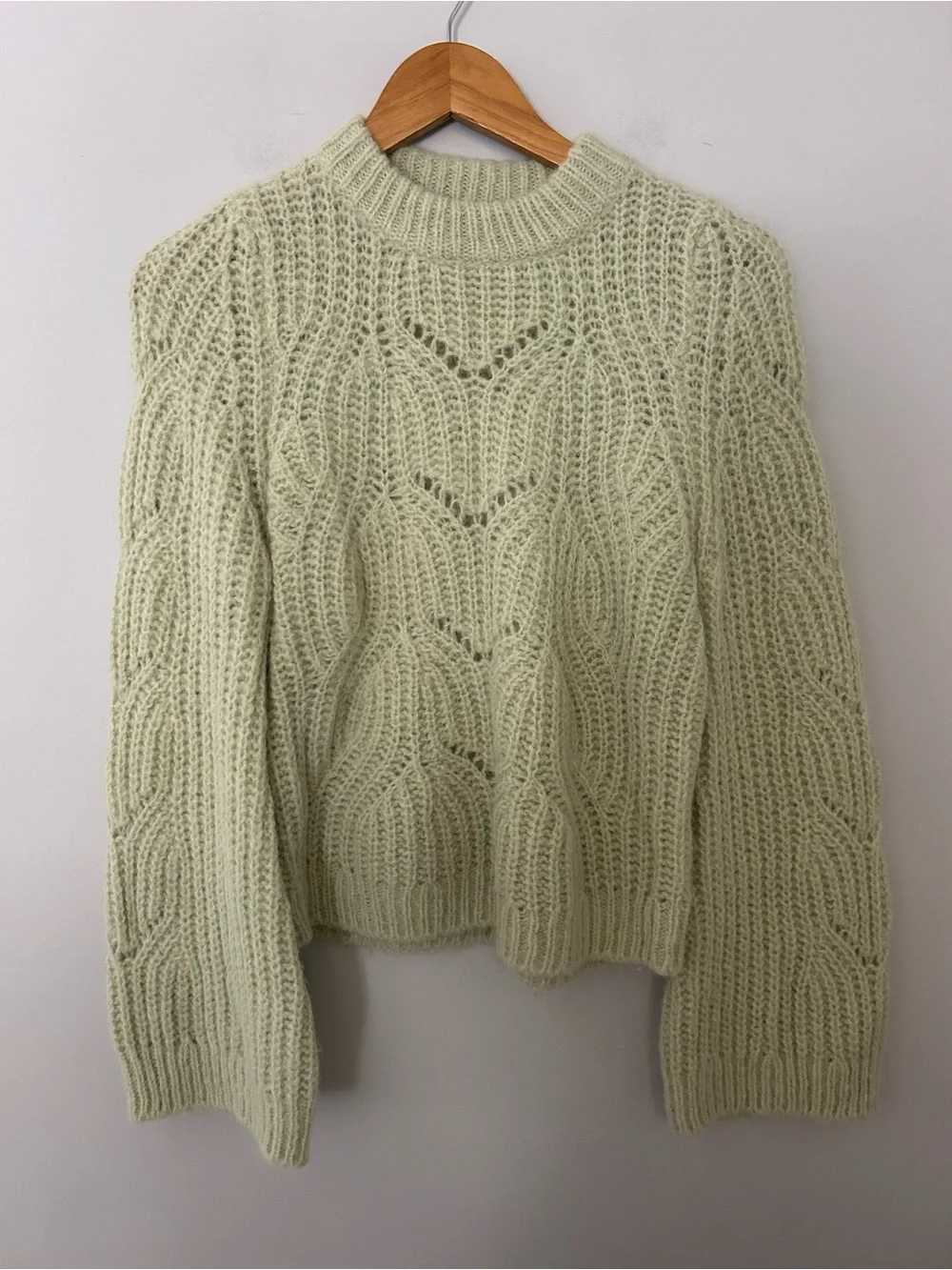 Sezane Youri Jumper Sweater in Pastel Green Mint Alpaca Wool - Picture 3 of 8